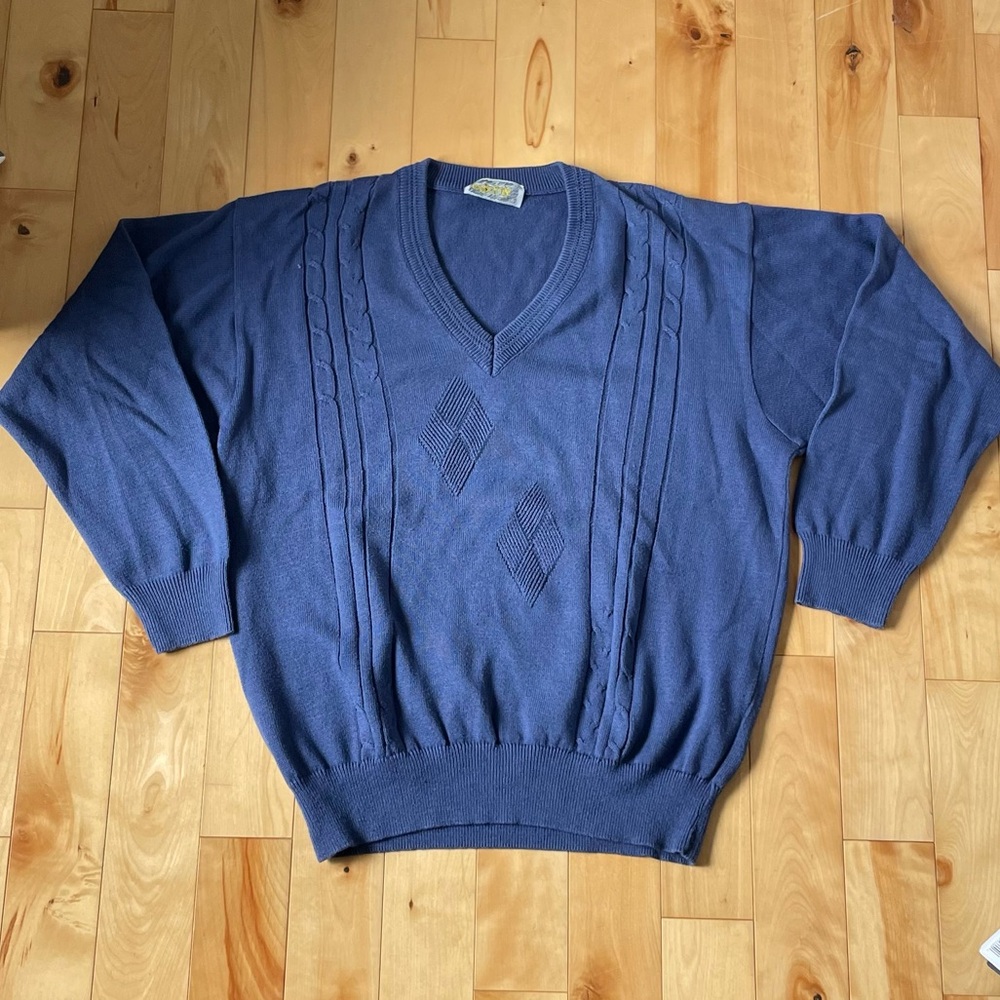 Vintage Oversized V-Neck Purple Sweater